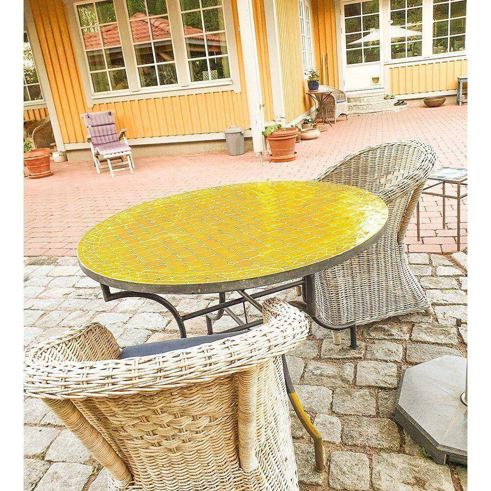Mosaikbord gul Ø100