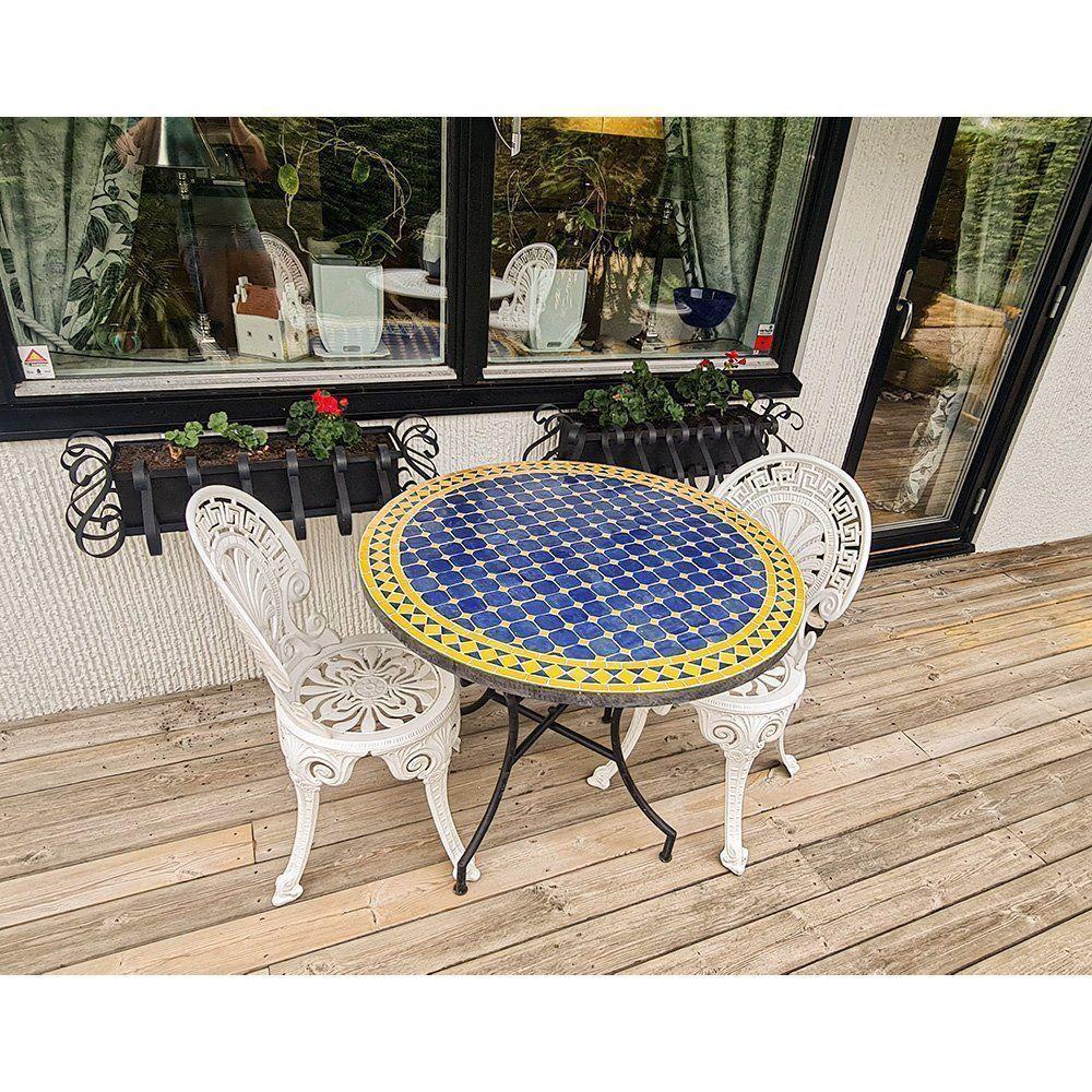 Mosaikbord Mörkblåblå & gul Ø90