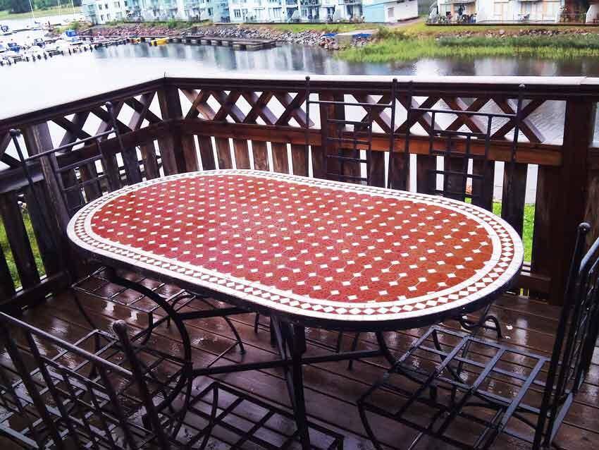 Ovalt Mosaikbord Rött