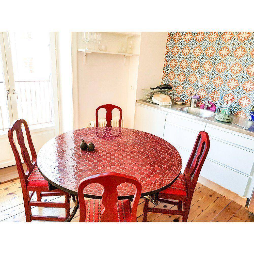 Mosaikbord Röd Ø: 130 cm 