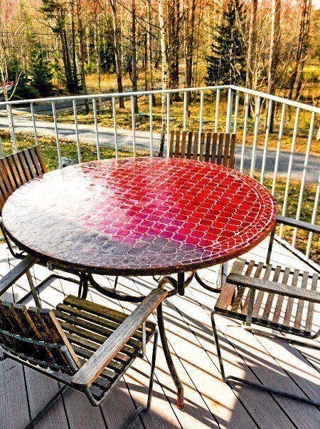 Mosaikbord  Röd Ø110